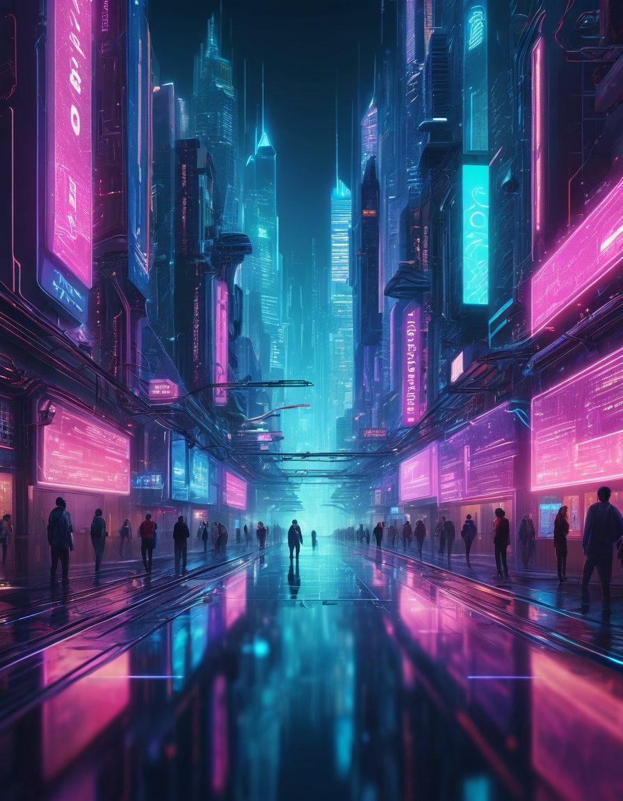 A futuristic cityscape composed of interconnected digital elements like circuit boards and web icons, transitioning from older, obsolete designs to sleek, modern interfaces. Highlight the synergy between coding and creative design with dynamic, glowing pathways. Include diverse characters interacting with holographic websites. cyberpunk. vibrant colors. 3D.